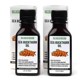 Siberian Green 2 Pack x 100ml Siberian Sea Buckthorn Seeds Oil 100% Extra Virgin Cold Pressed
