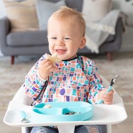 Bumkins Sleeved Bib for Girl or Boy, Baby and Toddler for 6-24 Mos, Essential Must Have for Eating, Feeding, Baby Led Weaning Supplies, Long Sleeve Mess Saving Food Catcher, Born This Way Kindness
