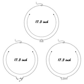 PANTIDE 3Pcs Libra Zodiac Layer Necklaces for Women Retro Sterling Silver Plated 12 Constellation Pendant Exquisite Letter Horoscope Old English Zodiac Sign Necklace for Birthday Gifts(Silver)