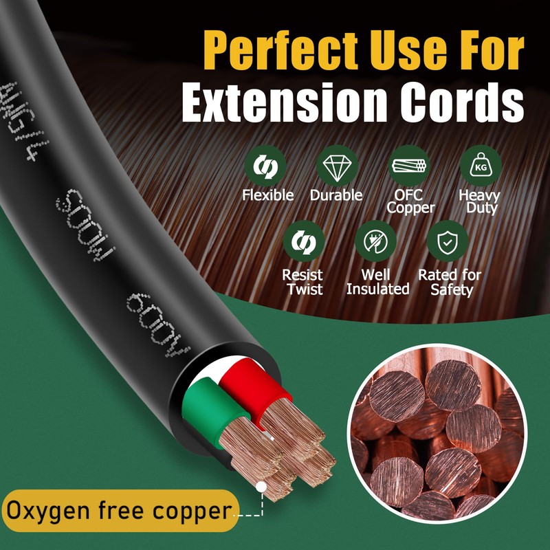 20ft 8/4 8 AWG Portable Power Cable (4 Conductor) -