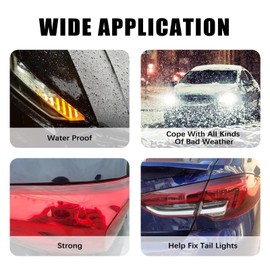 Auto Lens Repair Kit, 3Pcs Headlight Restoration Lens Repair Film with Grid Pattern, Car Taillight Repair Tools 95mm x 196mm (Red+Amber+Clear)