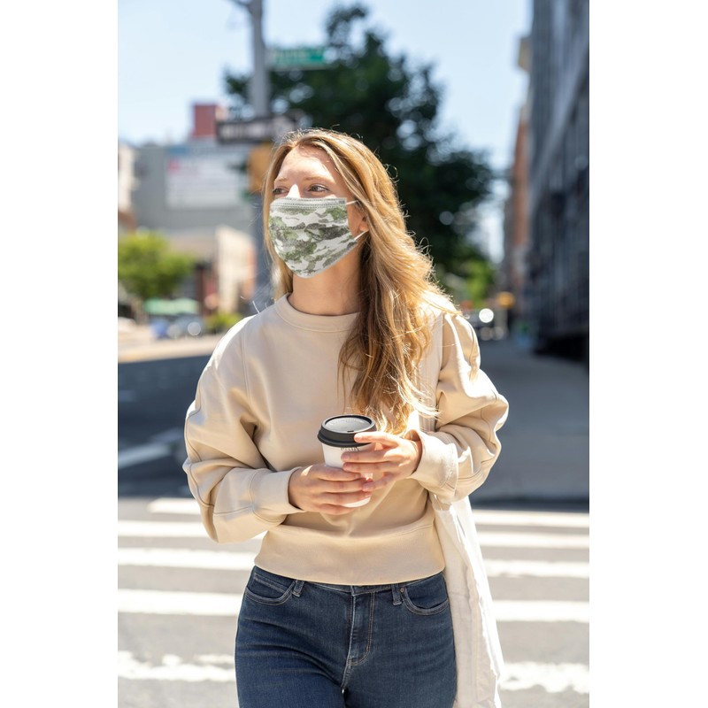 Komonee Pack of 10 Disposable Camo Face Masks: 3 Ply