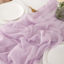 Chuqing Chiffon Table Runner, Purple, 70 cm x 3 m, Table Decoration for Wedding, Birthdays, Communion, Celebration, Party