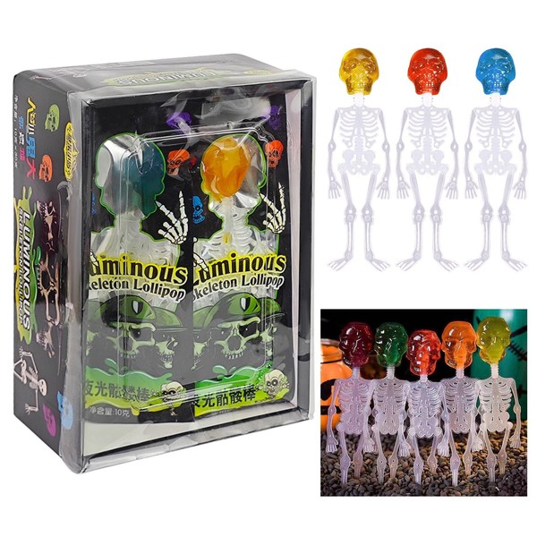 KWOLYKIM Halloween Skeleton Candy Lollipop, Skull Suckers Lollipop Individually Warpped