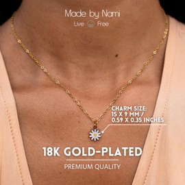 Made by Nami Filigree Women's Gold Necklace with Heart Flower or Clover Pendant Made of Surgical Stainless Steel 40 + 5 cm Gold Jewellery Waterproof Jewellery Friendship Chains, Stainless Steel