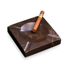 Handcrafted Genuine Marble Cigar Ashtray with Four Cigar Rests, Weather Proof, Ideal for Outdoors, Patio Cigar Ashtray