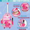 Egchescebo Kids Rolling Unicorn Backpack for Girls Luggage Suitcase With
