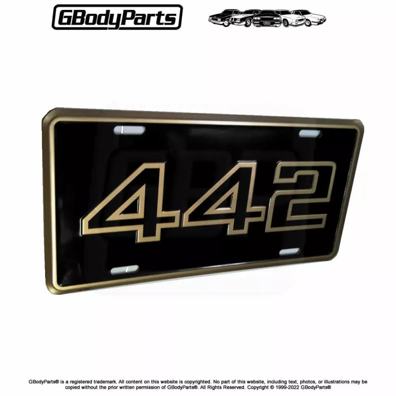 Gbodyparts 76-87 for Oldsmobile Cutlass 442 Stamped Aluminum License Plate
