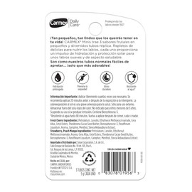 Bálsamo Labial Carmex Minis 3 Tubos Fresa, Cereza, Mango 5 G