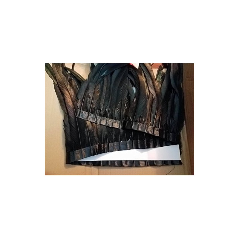 Sowder 1 Yard Black Rooster Feather Fringe Trim 25-30cm Wide