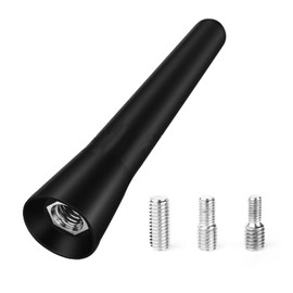 NewTH Car Antenna AM/FM Car Roof Antenna Mini Car Radio Antenna Universal Car Replacement Antenna Mast Set with Strong Reception Functions M4 M5 M6 Adapter, Black, 6.5 cm