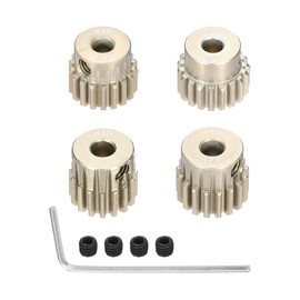 Rebower 4Pcs 48P Pinion Gear Set 16T 17T 18T 19T for 3.175 mm Shaft Aluminium Alloy Pinion Gear with Screws and Hexagonal Wrench for RC Motor