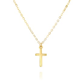 Gold Cross Layered Choker Necklace - Handmade Dainty Christian Necklace - 13.5 inch + 3 inch Extender