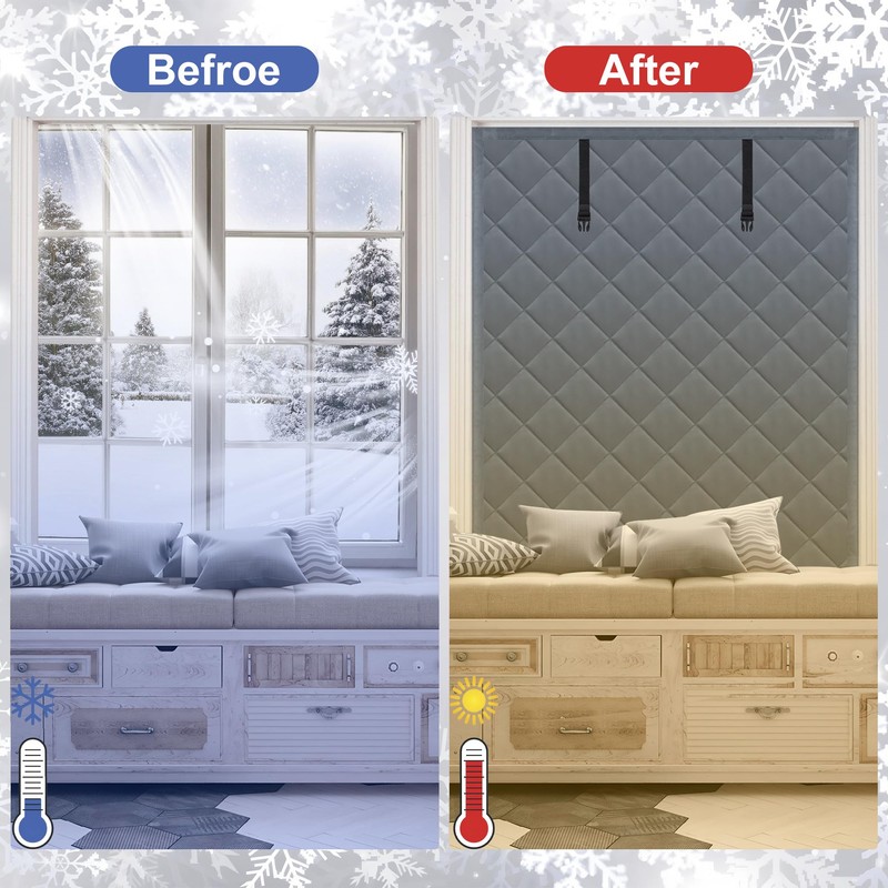 Winter Insulated Window Cover 47in x 63in Thermal Insulated Window