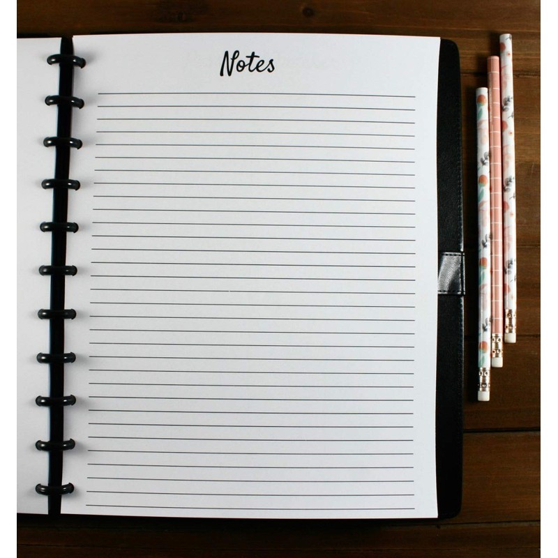Notes Refill Pages for Discbound Planners, Fits with Circa Letter,
