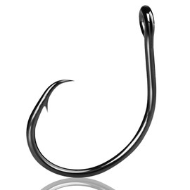 9KM DWLIFE Circle Hooks Inline,Fishing Hooks Barbed 25Pcs Black Closed Eye Non-offset Wide Gap for Freshwater and Saltwater Carp Catfish Bass(Size 7/0)