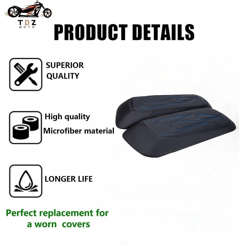 TDZ MOTO 2014-2023 Blue Premium Flame Hard Saddle Bag Lid