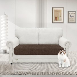 MAXIJIN Waterproof Couch Cushion Covers Stretch Loveseat Cushion Covers, Replacement Love seat/Sofa/Couch Seat Cushion Slipcovers with Elastic Bottom (1 Pc 2-Seat Cushion Cover, Light Coffee)