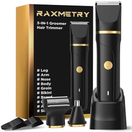 Beard Trimmer for Men,Manscape 3-in-1 Electric Razor Groin Groomer,IPX7 Waterproof Wet/Dry,Versatile Body Hair Trimmer for Ball/Beard/Nose,USB Rechargeable & Nose/Shaves Head,Christmas Gifts for Men