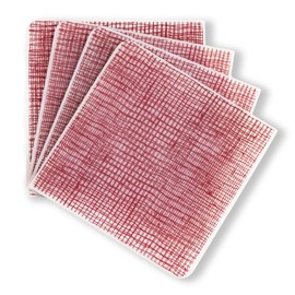 Modern Twist Coasters 100% Food-Grade Silicone, Waterproof and Reusable, Linen - Cranberry, Set of 4
