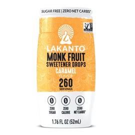 Lakanto Liquid Monk Fruit Extract Drops, Caramel - Erythritol Free Sugar Substitute Sweetener For Tea, Coffee, Smoothies, Yogurt, Cereal, Cocktails, Sugar Free, Vegan, Keto, Zero Sugar (1.76 Fl Oz)