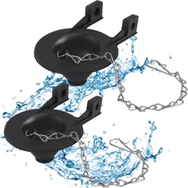 2 Pack Toilet Flapper Replacement Kit 2 Inch Universal Toilet Tank Flapper High Performance with Stainless Chain & Hook, Long Lasting Rubber, Easy to Install Black