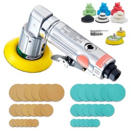 HAPPYBUY Mini Air Sander, 1"/2"/3" Random Orbital Air Sander, 15000r/min High Speed Mini Pneumatic Sander Polisher for Auto Body Work, 58PCS Air Powered Sander Kit with Wavy Sponges, Sandpapers