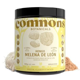 Commons - Hongo Melena de Leon - Extracto Puro en Polvo 100 gr - Más de 5 Meses de Suministro - Suplemento Natural - Hongos Adaptógenos - Cuerpo Frutí