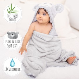 Mommies NY 2 Pack Premium Baby Hooded Towels - Ultra Soft Viscose Bamboo Baby Bath Towel - Soft, Large Baby Towel with Bear Ears Hood for Infant, Toddler for Boy or Girl