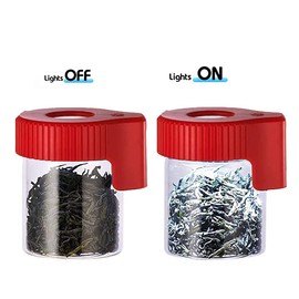 Oweto Led Transparent Glass Seal Storage Jar, Light-Up Magnifying Glass Ornamental Glass Bottle（Red）