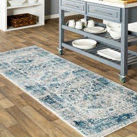 Artistic Weavers Desta Vintage Oriental Runner Area Rug,2'7" x 7'3",Blue/White
