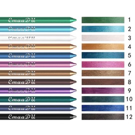 evpct 12Pcs Colored Gel Glitter Eyeliner Pencils Set Dark Light Emerald Green Sky Royal Blue Black White Pink Purple Brown Gold Eyeliner Pencils Eye Liner Liquid Liner Waterproof Smudge Proof delineadores