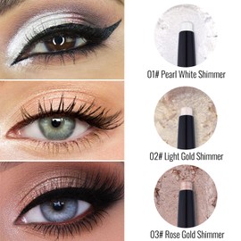 Erinde 3PCS Double-Ended Shimmer Eye Shadow Stick, Single Colour Pearlescent Sleeper Eye Shadow, High Pigmented Metallic Cream Shimmer Eye Shadow Stick, Deep Eyeshadow Pencil Crayon