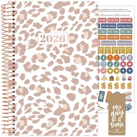 bloom daily planners 2026 Planner (January - December) Calendar Year Organizer - 5.5” x 8.25” - Weekly & Monthly Agenda Book with Stickers & Bookmark - Tan Leopard