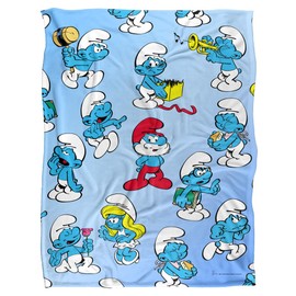 The Smurfs Blanket, 60"x80" Smurfs All Over Silky Touch Super Soft Throw Blanket