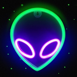 NICETHUMB Alien Neon Sign LED Light USB/Battery Operated Cool Light Up Sign for Wall Decor Game Room Aesthetic Hanging Light for Man Cave, Bedroom, Bar, Party, Christmas