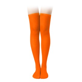 KINBOM 1 Pair Thigh High Socks, Cotton Soft Knee High Long Stockings Leg Warmers for Women Girls Christmas Cosplay (Orange)