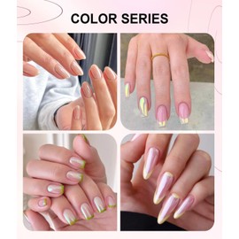 2 Boxes Chrome Nail Powder BISHENGYF - Transparent Aurora Ice Shimmer White Pearl Chrome Nail Powder Glazed Doughnut Chrome Powder Nails Chrome Pigment Powder for Nails DIY Salon