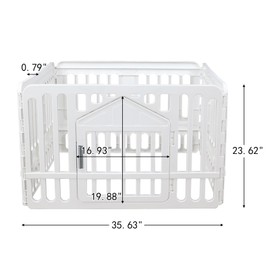 Begale Dog Playpen with Door, 4-Panel 24 Inch Indoor Dog Playpen Pet Playpen for Dogs, 36 x 36 x 24 Inch, Foldable, White