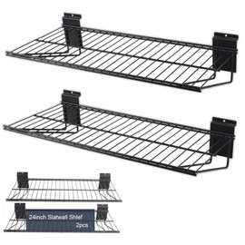 BRITINE Slatwall Panel Garage Organizer PVC Slatwall Heavy Duty Wall Mounted Rack, Interlocking Slat Wall Panels for Tool Organization Peg Board(2 Pack Black)