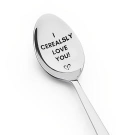Funny Couple Gifts for Him and Her Anniversary Valentines Day Gifts for Husband Girlfriend Birthday Gift for Wife Boyfriend I Cerealsly Love You Spoon Gifts for Couples