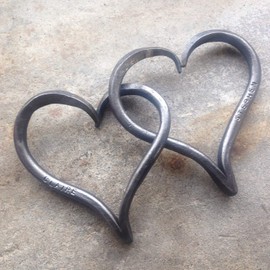 His and Hers Linked Iron Hearts