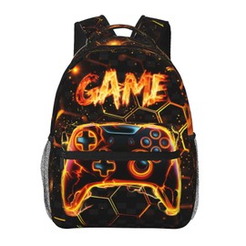 VTHXLOI Fire Game Controller Kids Backpack for Girls Boys School Backpack Laptop Backpack Travel Hiking Camping Work Computer Back Packs School Gifts