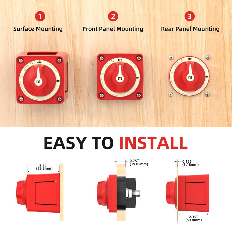 Battery Disconnect Switch 12V 48V Marine Battery Cut Off Switch