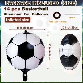 14 Pcs Soccer Party Balloons,18 Inch Soccer Foil Balloons Sports Theme for Soccer Themed Party Decorations,Soccer Balloons Birthday Party Sports Party Supplie