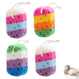 4 Pcs Bath Sponge Kids, Bath Sponges for Shower, Ultra-Soft Exfoliating Sponge for Men Women und Kids Sensitive Dry Skin