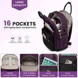 LOVEVOOK Laptop Backpack for Women 15.6 Inch,Cute Backpack Laptop Bag with USB Port,Waterproof Travel Backpack Purse Teacher Nurse Bag Fashion Computer Bag for Work