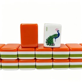 3-5 Delivery Days Jade Green Acrylic Engraved 3 Layer 160 Tiles Custom Luxury Sunday Travel Set America Mahjong TilesSize: 1.26*0.95*0.63inch, Color: Orange