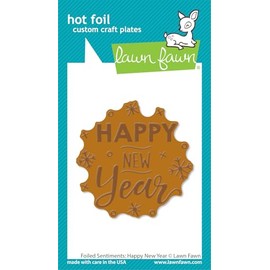 Lawn Fawn LF3534 Foiled Sentiments: Happy New Year Hot Foil Plates