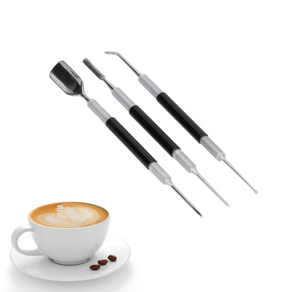 JOROBURO 3Pcs/Set Coffee Art Pen, Stainless Steel Coffee Latte Needle